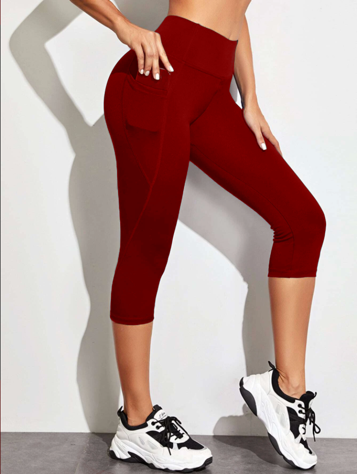 SPC RUN-MAROON- POCKET CAPRI- 2 OPTIONS