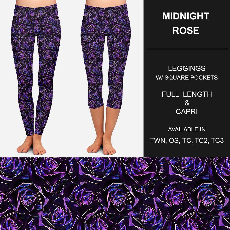 RTS - Midnight Rose Leggings w/ Pockets