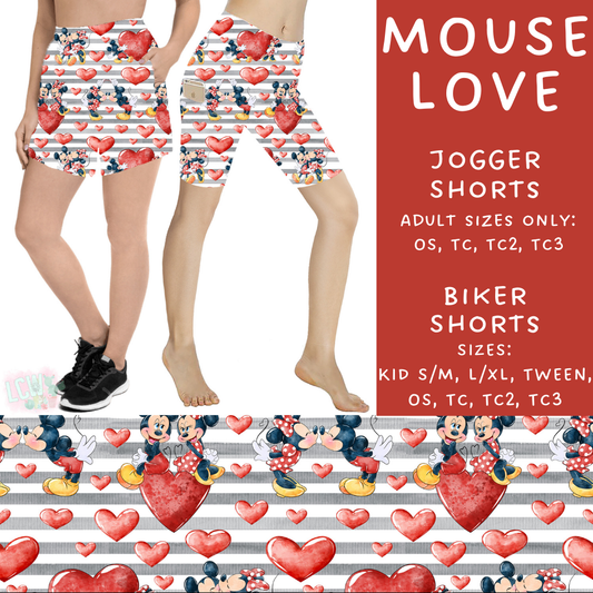 Batch #250 - Magical Valentine - Closes 12/9 - ETA late Jan - Mouse Love Biker & Jogger Shorts