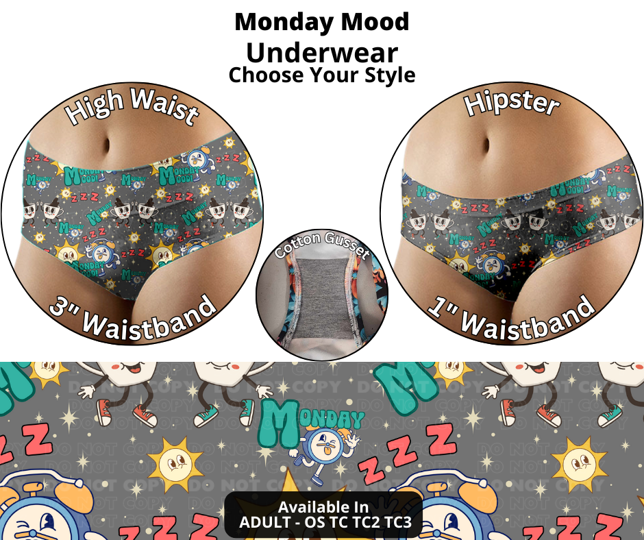 Preorder! Closes 12/12. ETA Feb. Monday Mood Hipster & High Waist Underwear