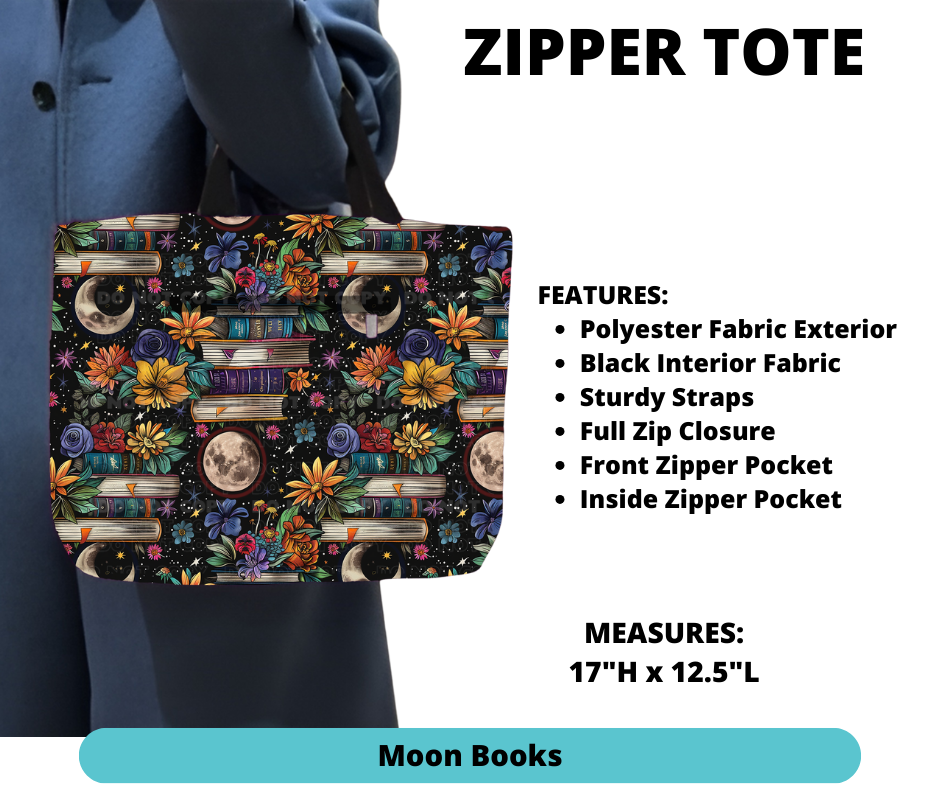 Moon Books Zipper Tote