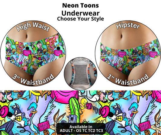 Preorder! Closes 12/12. ETA Feb. Neon Toons Hipster & High Waist Underwear