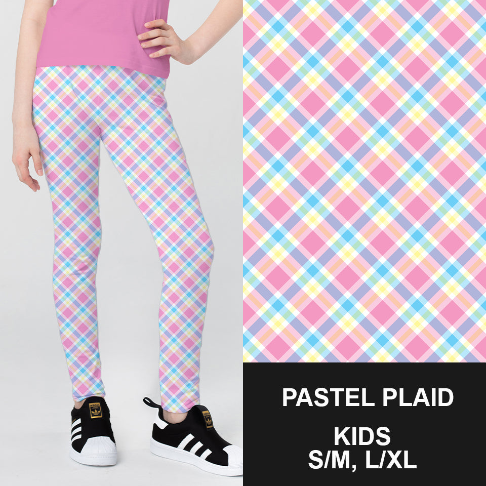 RTS - Kids Pastel Plaid Leggings w/ Pockets