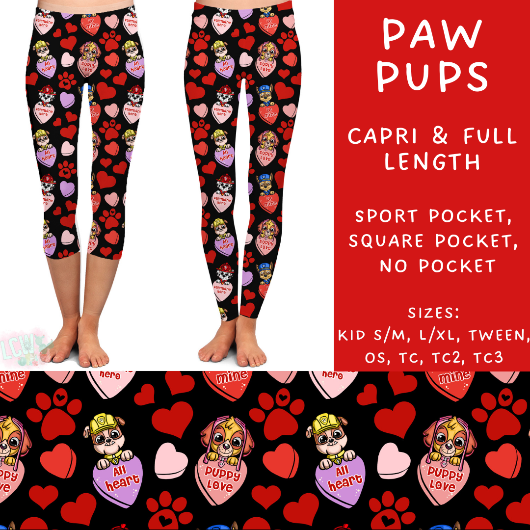 Batch #253 - Valentine Characters - Closes 12/13 - ETA mid/late Jan - Paw Pups Full and Capri Length Leggings