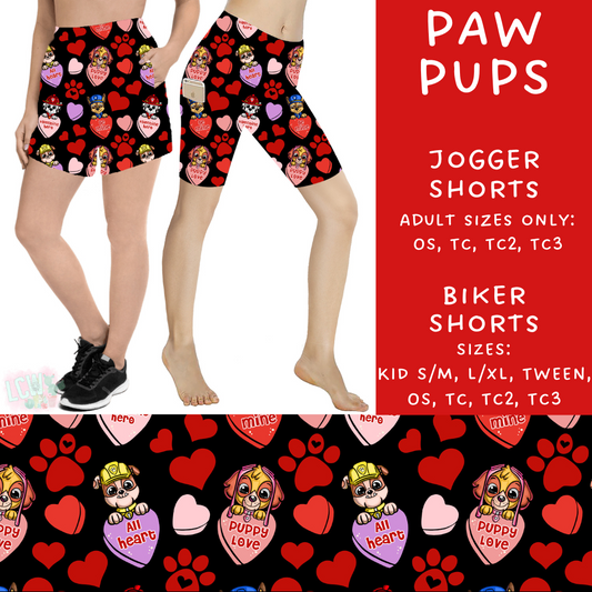 Batch #253 - Valentine Characters - Closes 12/13 - ETA mid/late Jan - Paw Pups Biker & Jogger Shorts