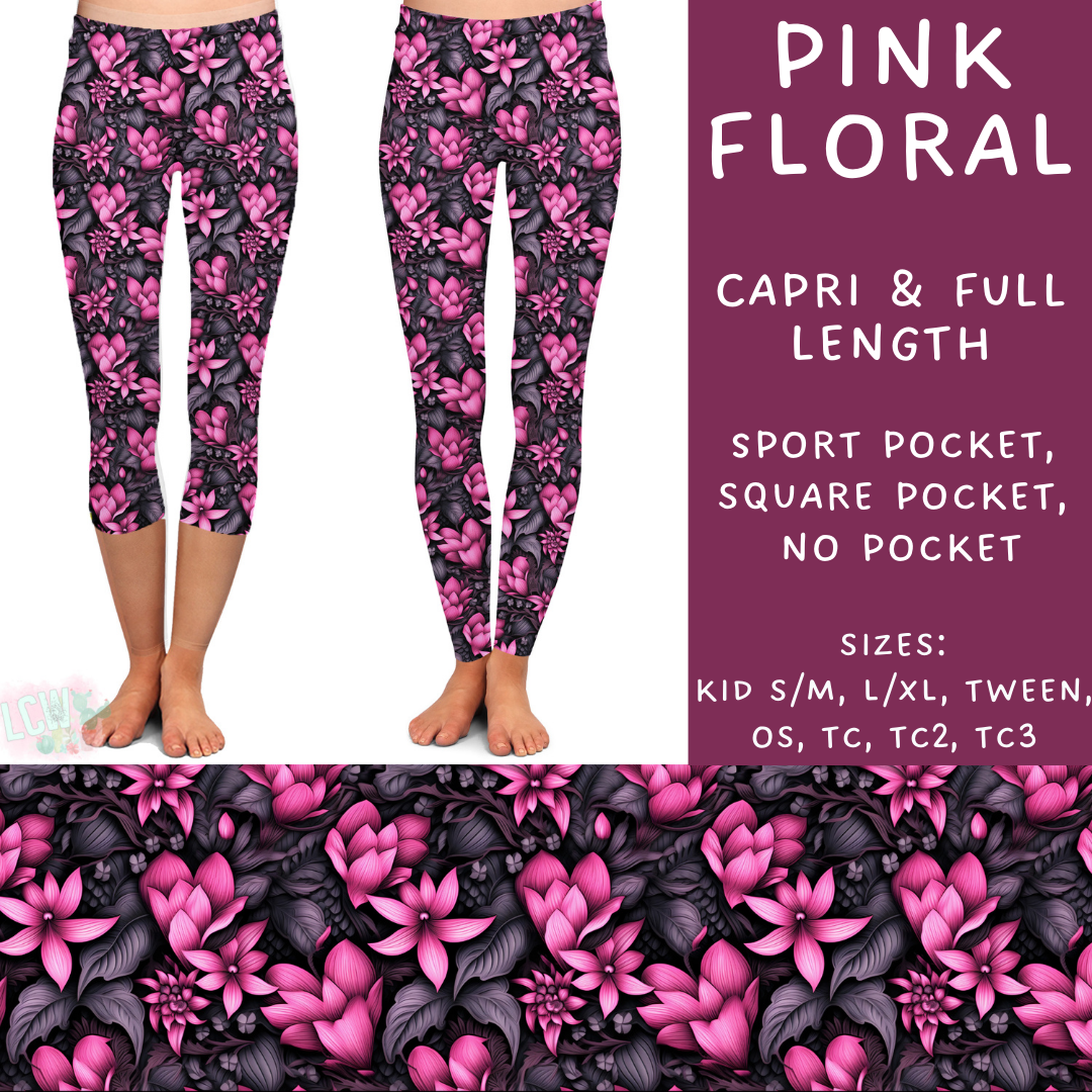 Batch #249 - October Request Run - Closes 12/6 - ETA late Jan - Pink Floral Full and Capri Length Leggings