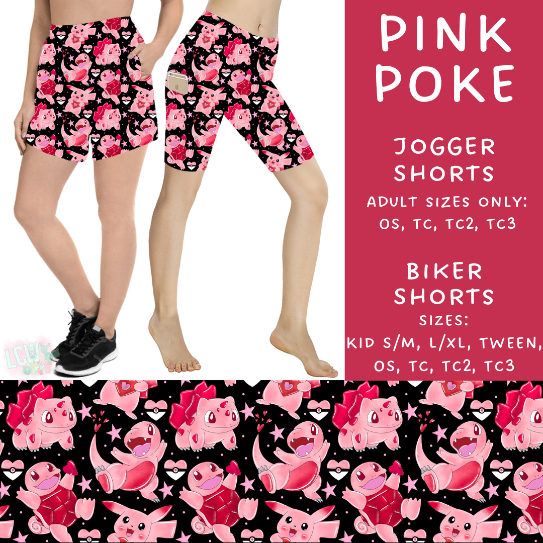 Batch #253 - Valentine Characters - Closes 12/13 - ETA mid/late Jan - Pink Poke Biker & Jogger Shorts