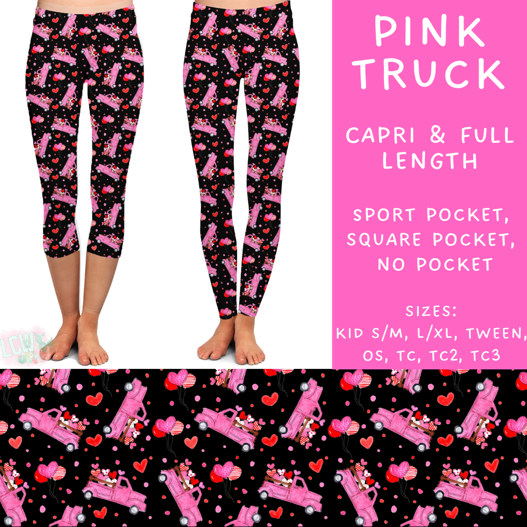 Batch #252 - Valentines Day - Closes 12/11 - ETA late Jan - Pink Truck Full and Capri Length Leggings