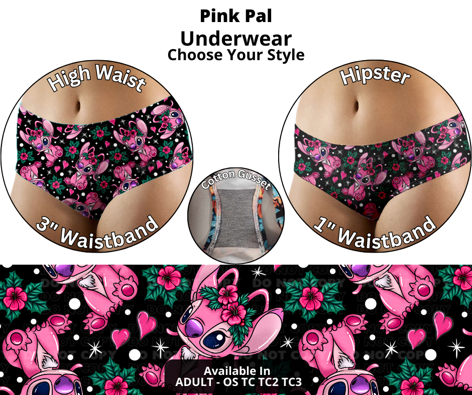 Preorder! Closes 12/12. ETA Feb. Pink Pal Hipster & High Waist Underwear