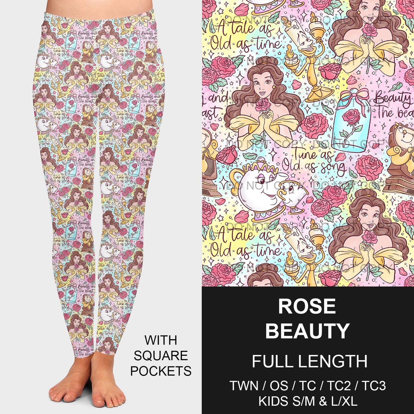 B200 - Preorder Rose Beauty Leggings w/ Pockets (Closes 12/15. ETA late Feb.)