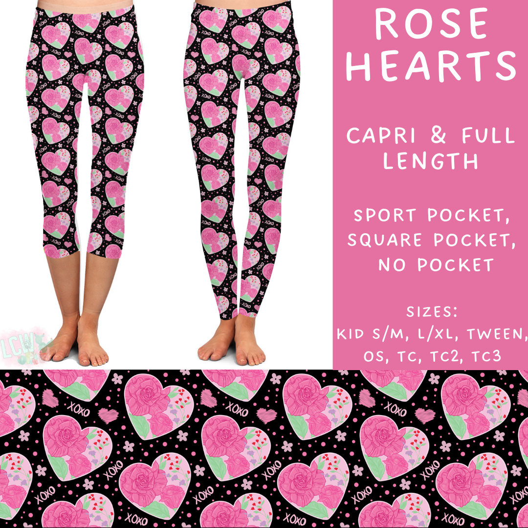 Batch #252 - Valentines Day - Closes 12/11 - ETA late Jan - Rose Hearts Full and Capri Length Leggings