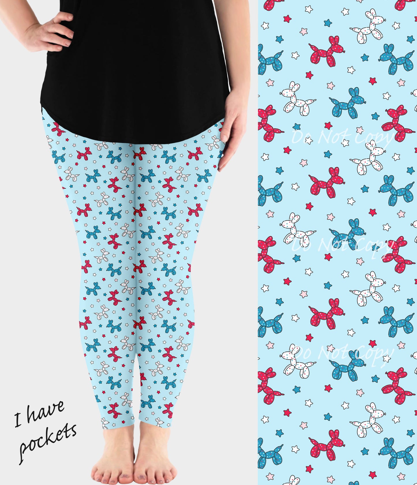 RTS - RWB Balloon Dog Leggings w/ Pockets