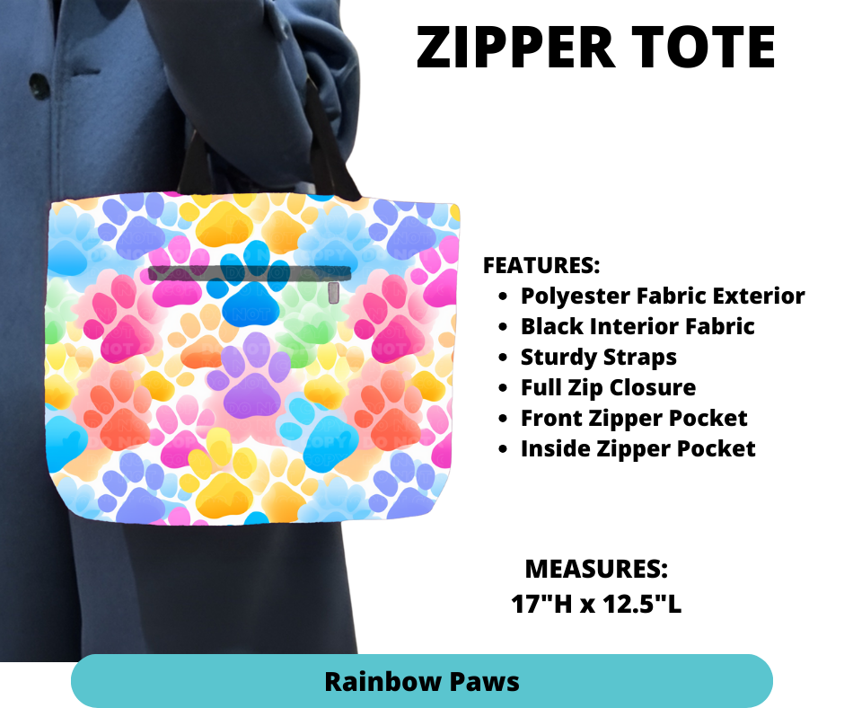 Preorder! Closes 12/4. ETA Feb. Rainbow Paws Zipper Tote