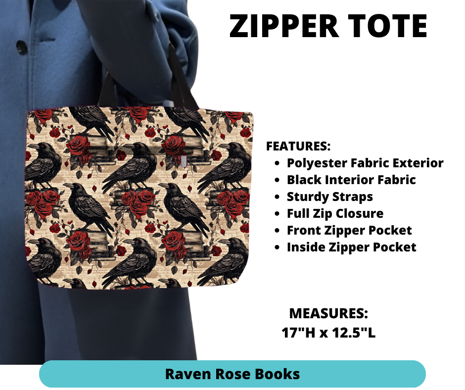 Raven Rose Books Zipper Tote