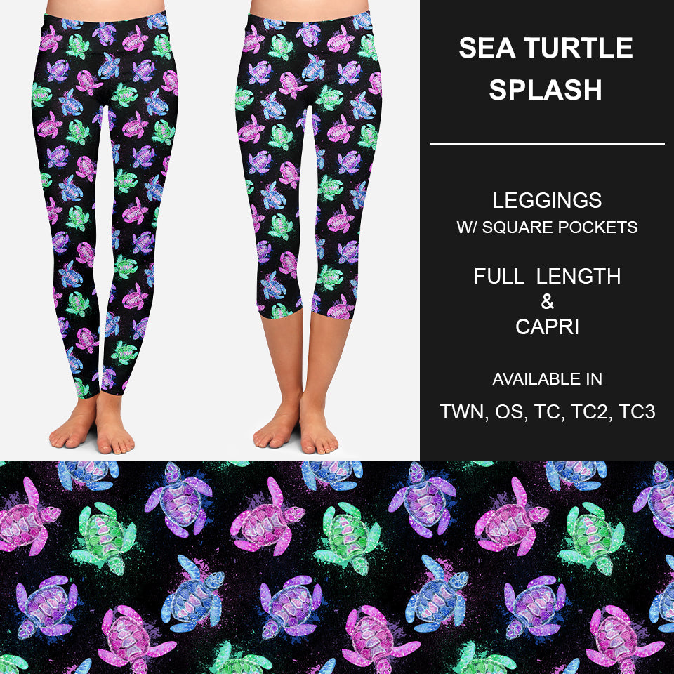 RTS - Turtle Splash Leggings w/ Pockets