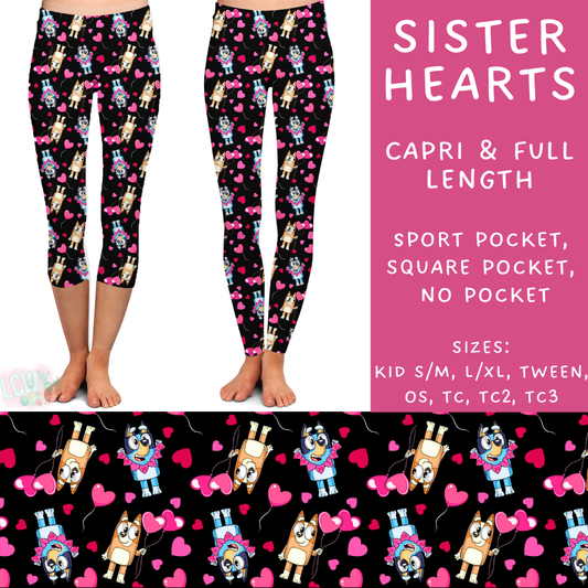 Batch #253 - Valentine Characters - Closes 12/13 - ETA mid/late Jan - Sister Hearts Full and Capri Length Leggings