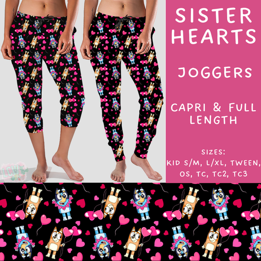 Batch #253 - Valentine Characters - Closes 12/13 - ETA mid/late Jan - Sister Hearts Full and Capri Length Joggers