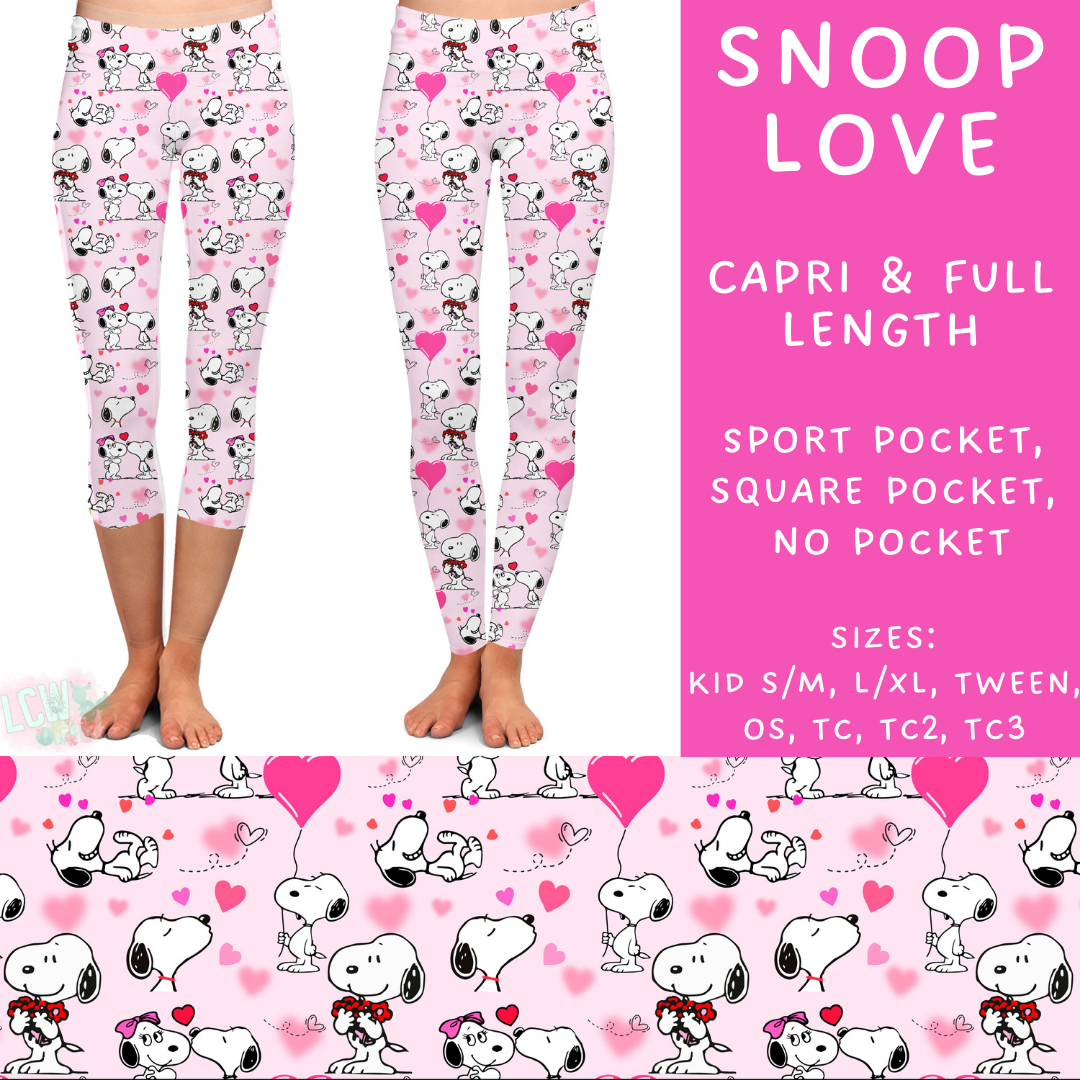 Batch #253 - Valentine Characters - Closes 12/13 - ETA mid/late Jan - Snoop Love Full and Capri Length Leggings