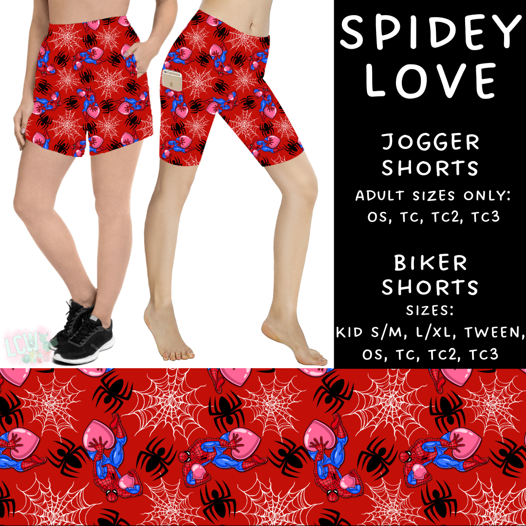 Batch #253 - Valentine Characters - Closes 12/13 - ETA mid/late Jan - Spidey Love Biker & Jogger Shorts