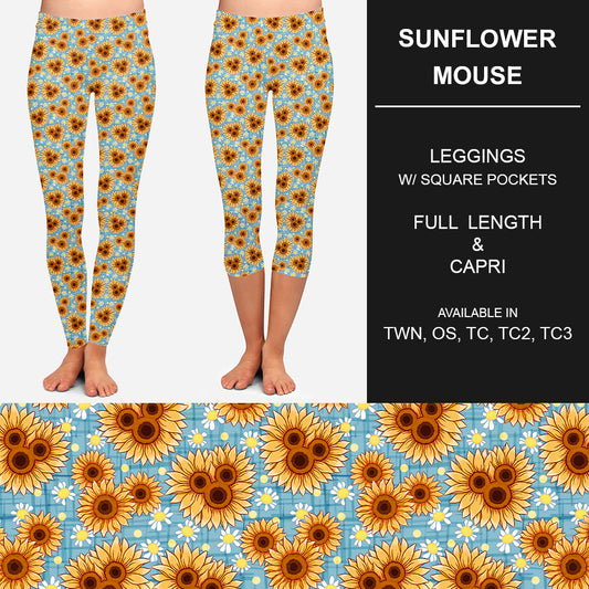 RTS - Sunflower Mouse Capri Leggings w/ Pockets