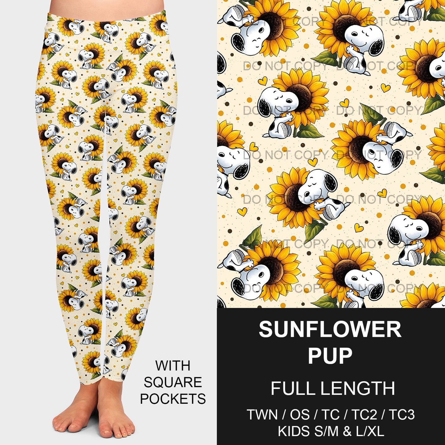 B200 - Preorder Sunflower Pup Leggings w/ Pockets (Closes 12/15. ETA late Feb.)