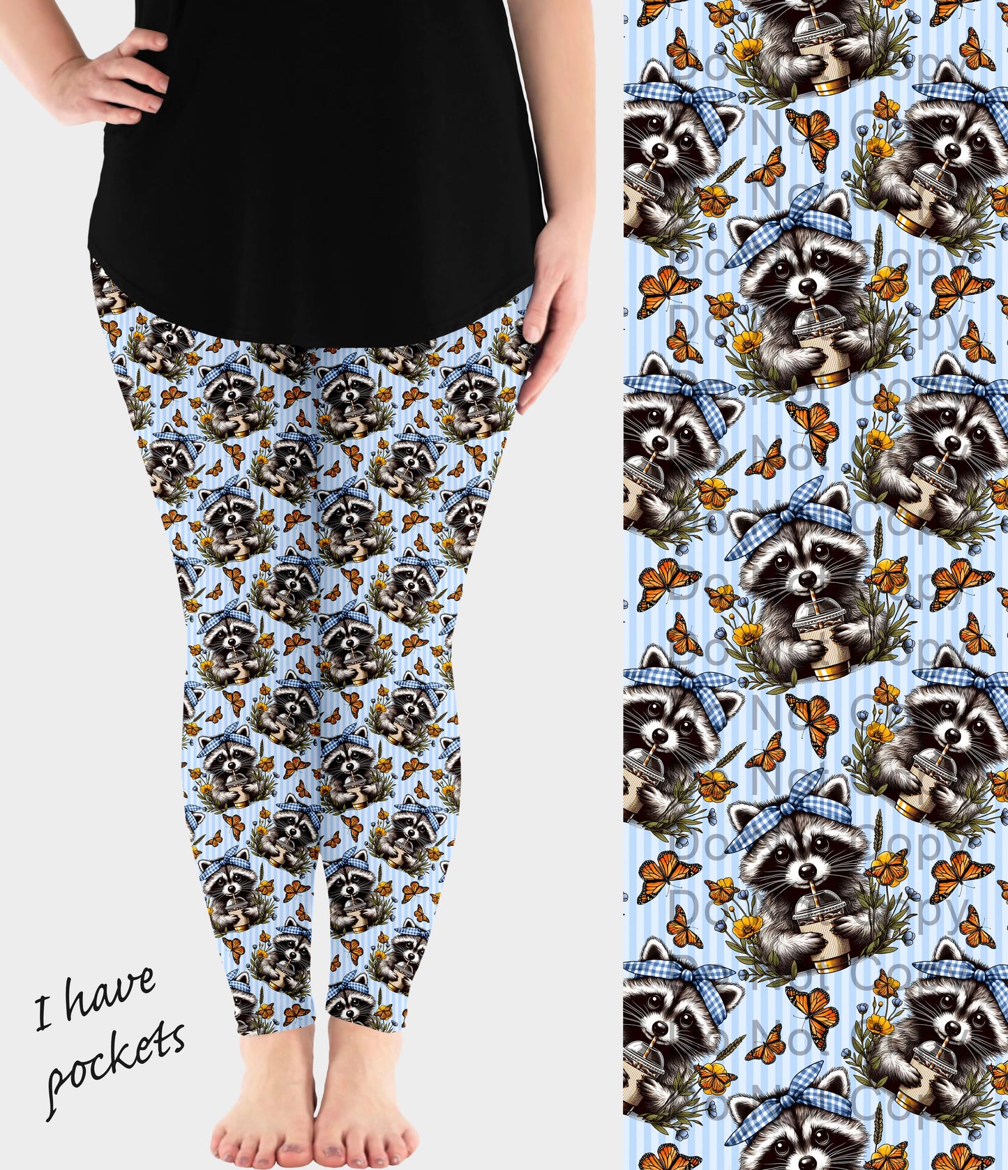 RTS - Sippin Raccoon Leggings w/ Pockets