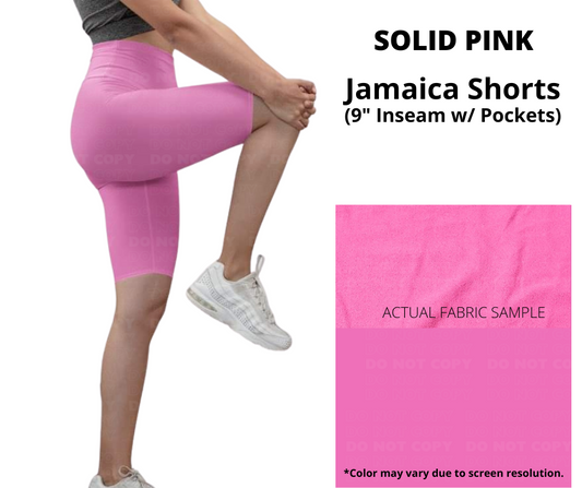 Solid Pink 9" Shorts w/ Pockets