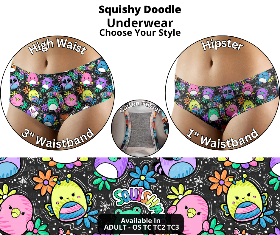 Preorder! Closes 12/12. ETA Feb. Squishy Doodle Hipster & High Waist Underwear