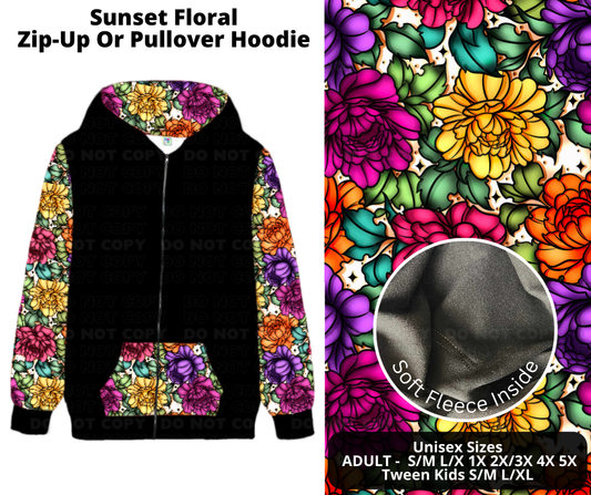 Preorder! Closes 12/2. ETA Feb. Sunset Floral Zip-Up or Pullover Hoodie