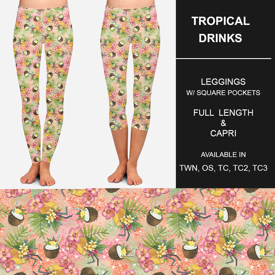 RTS - Tropical Drinks Leggings w/ Pockets