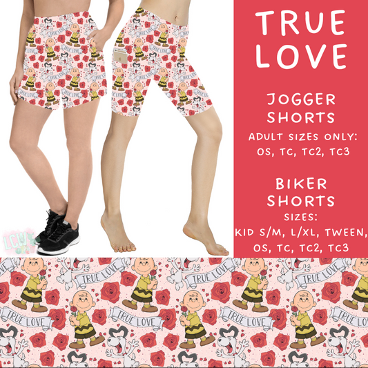 Batch #253 - Valentine Characters - Closes 12/13 - ETA mid/late Jan - True Love Biker & Jogger Shorts