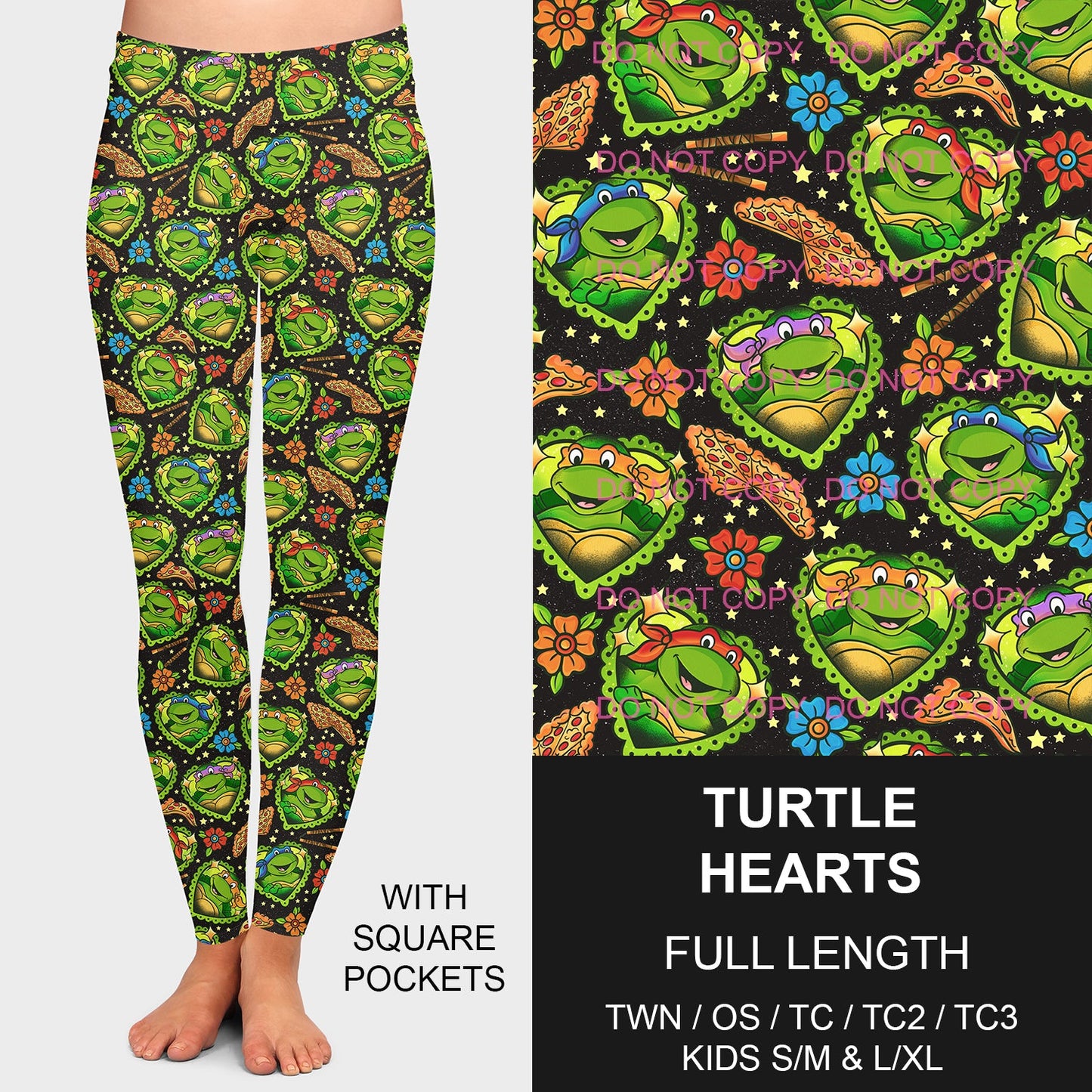 B197 - Preorder Turtle Hearts Leggings w/ Pockets (Closes 12/01. ETA late Jan.)