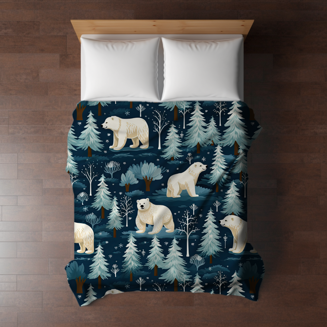 Blanket - Christmas - Blue Polar Bears - PREORDER