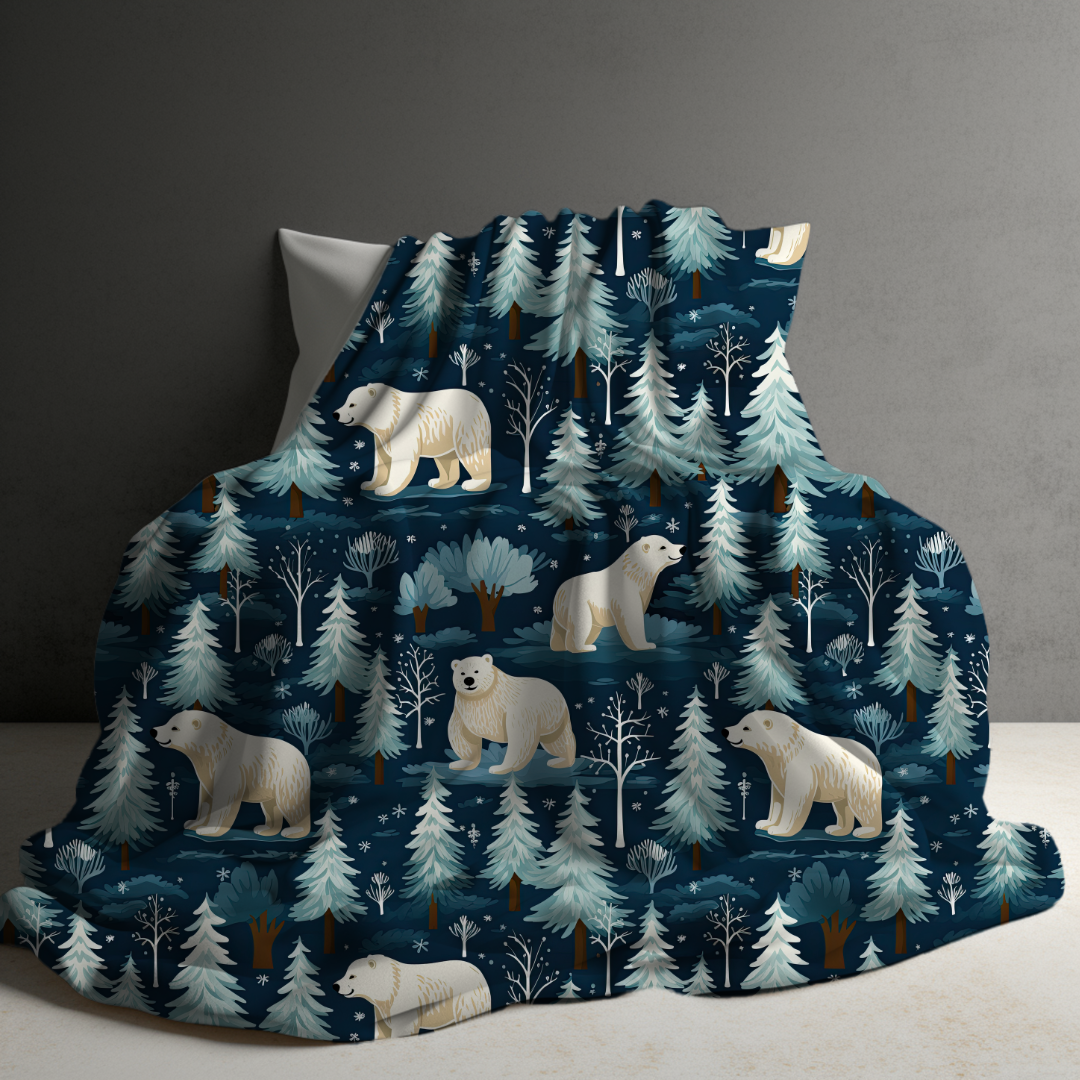 Blanket - Christmas - Blue Polar Bears - PREORDER