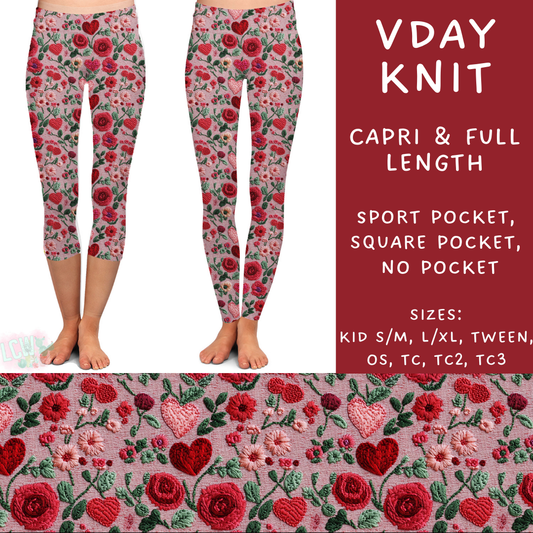 Batch #252 - Valentines Day - Closes 12/11 - ETA late Jan - Vday Knit Full and Capri Length Leggings