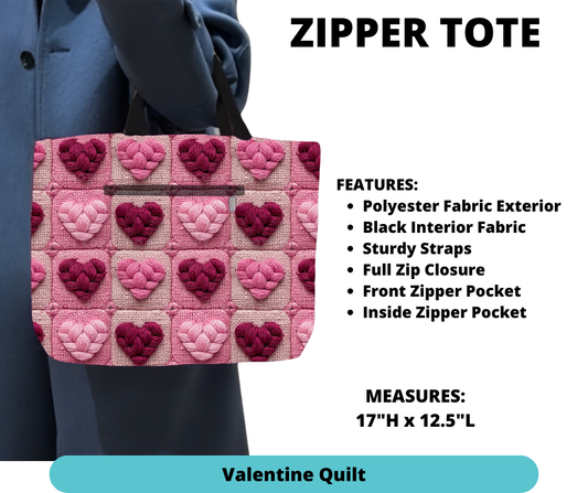 Preorder! Closes 12/4. ETA Feb. Valentine Quilt Zipper Tote