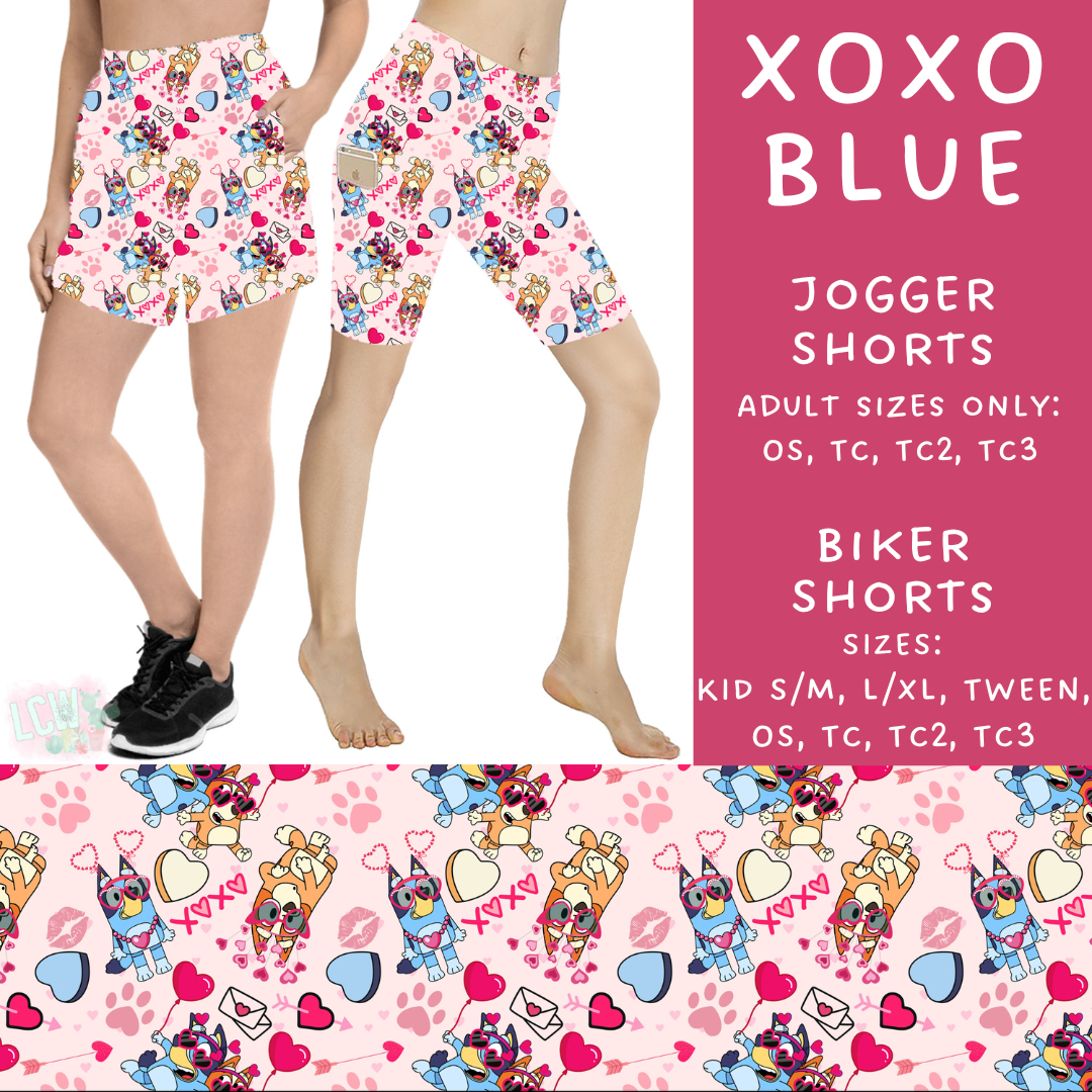 Batch #253 - Valentine Characters - Closes 12/13 - ETA mid/late Jan - XOXO Blue Biker & Jogger Shorts