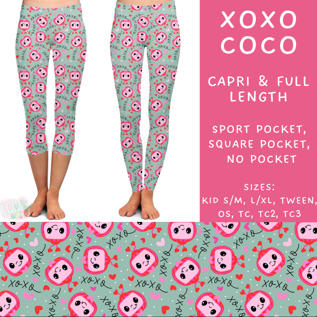 Batch #253 - Valentine Characters - Closes 12/13 - ETA mid/late Jan - XOXO Coco Full and Capri Length Leggings