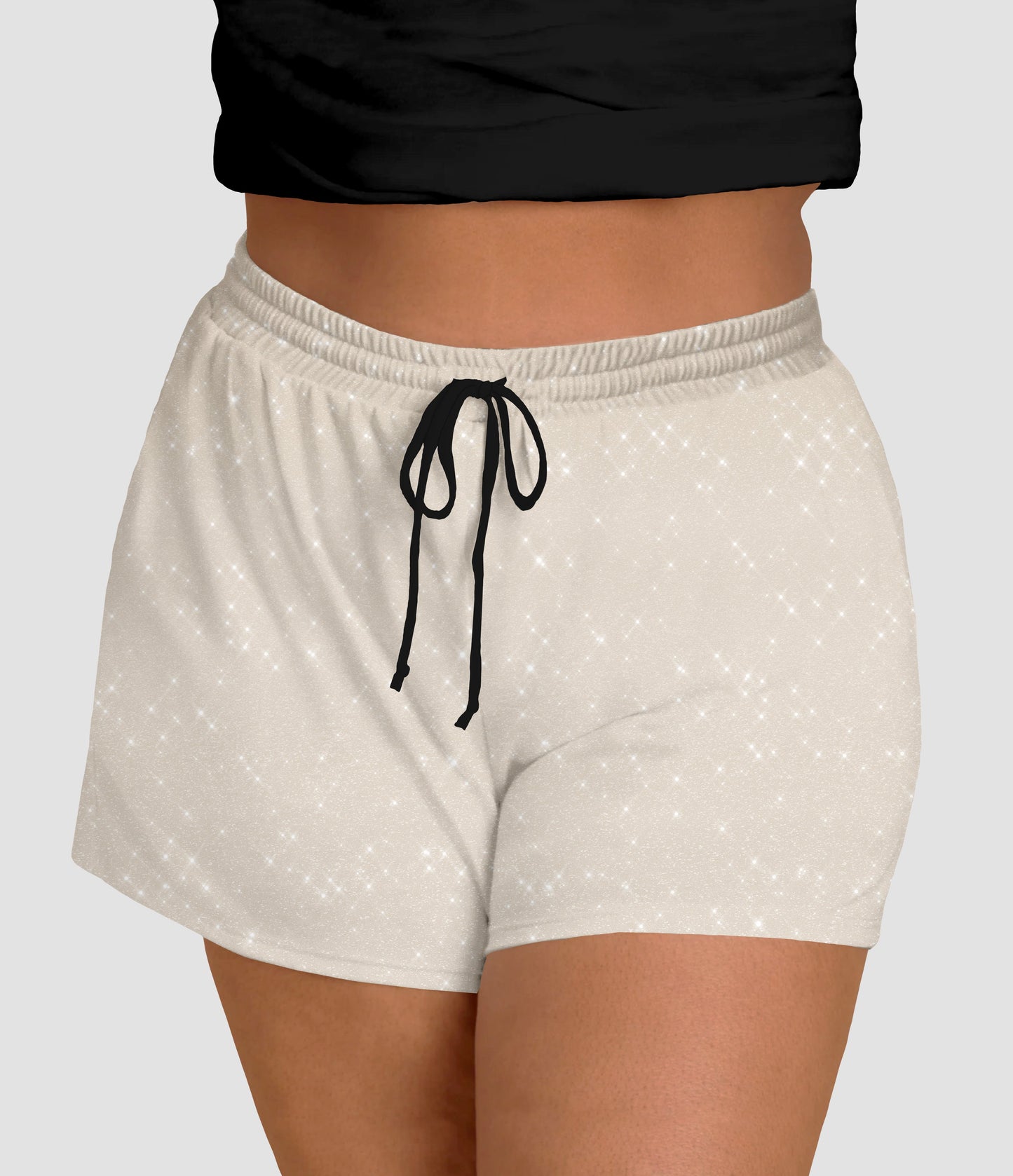 RTS - Beige Sparkle Jogger Shorts