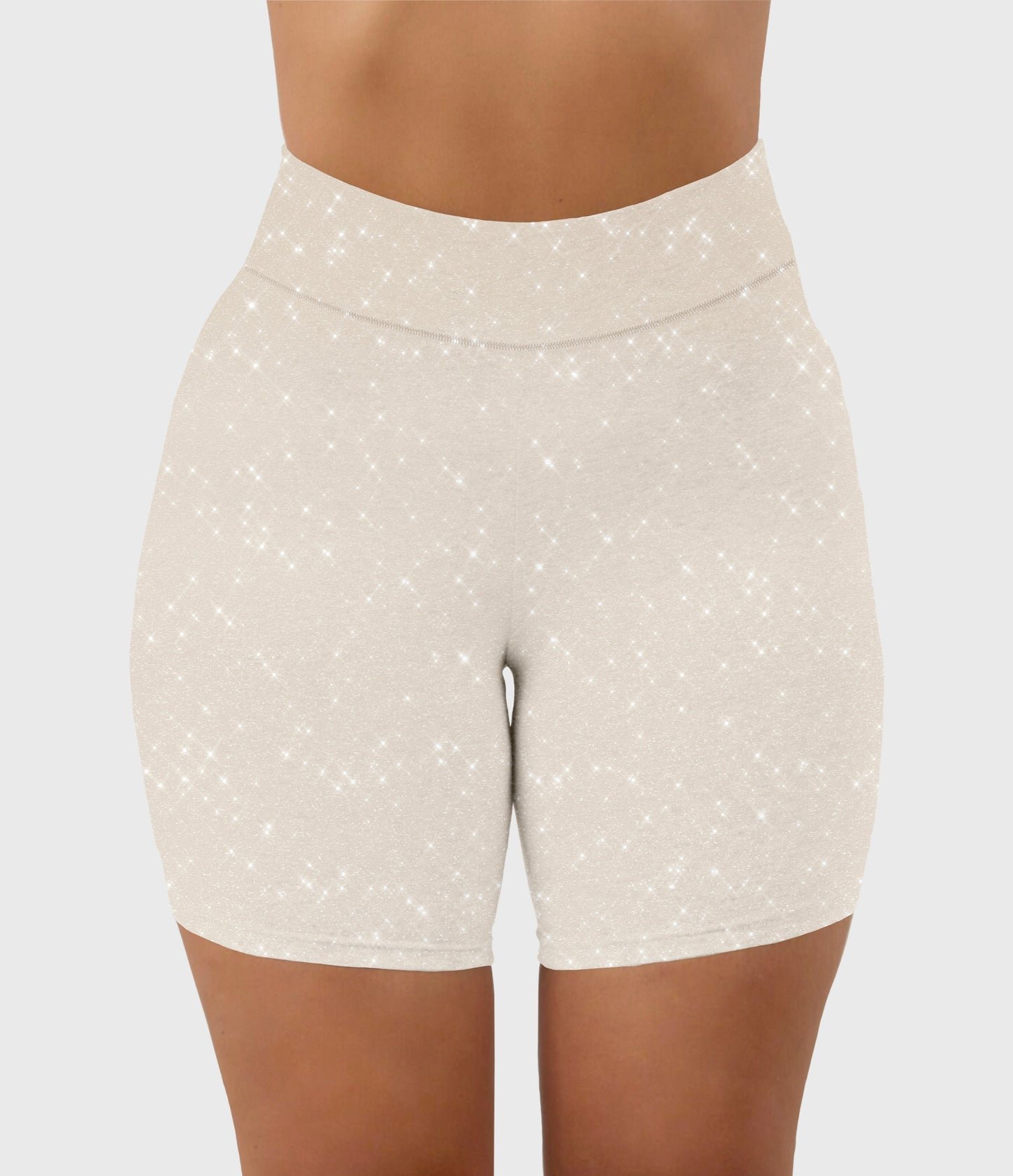 RTS - Beige Sparkle Biker Shorts