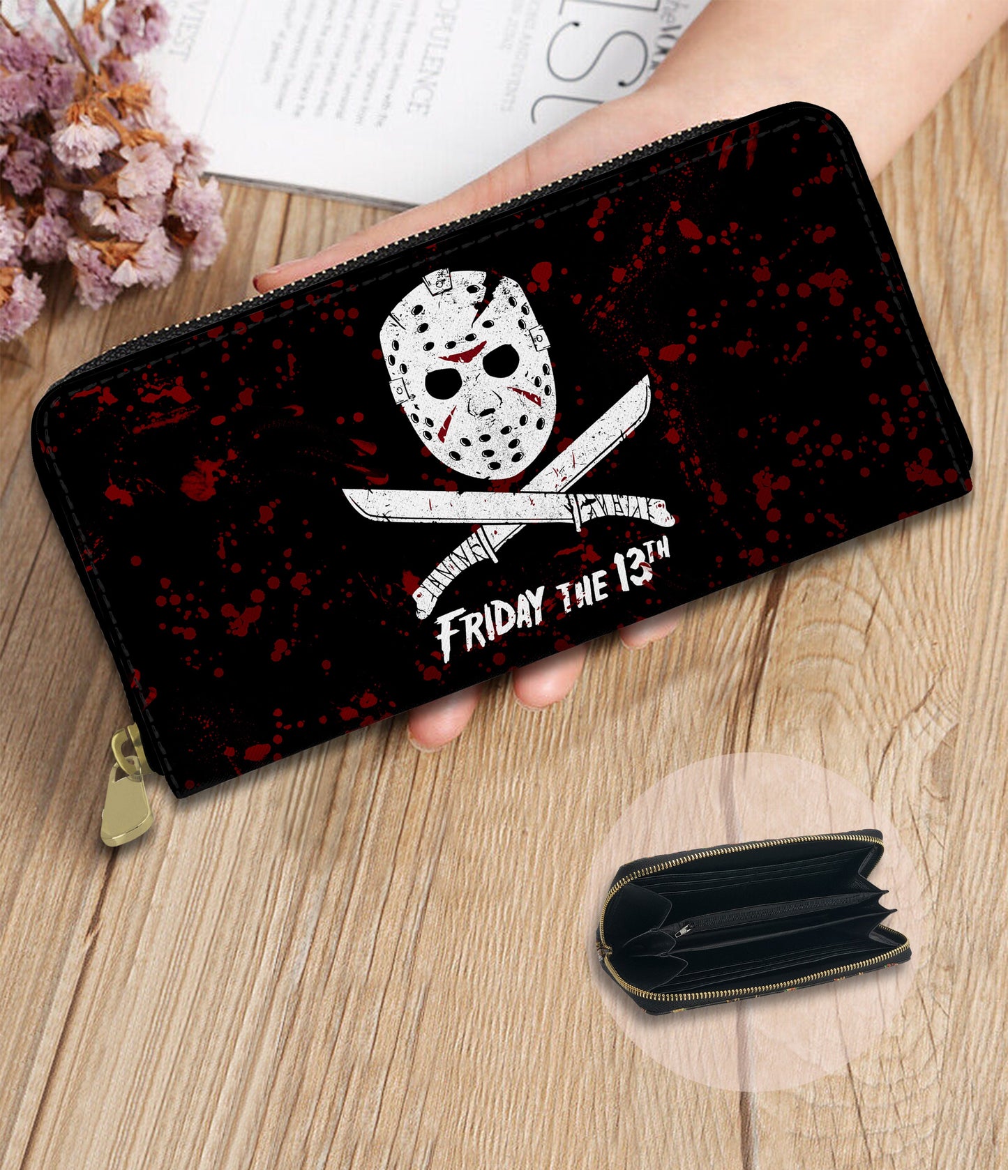 RTS - Blood Splatter Slasher Zip Around Wallet w/ Wrist Strap