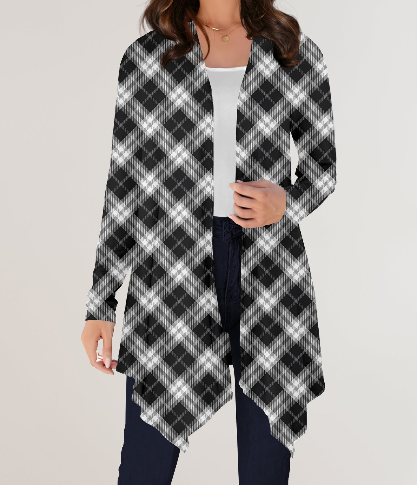 RTS - BW Plaid Cardigan w/ Pockets