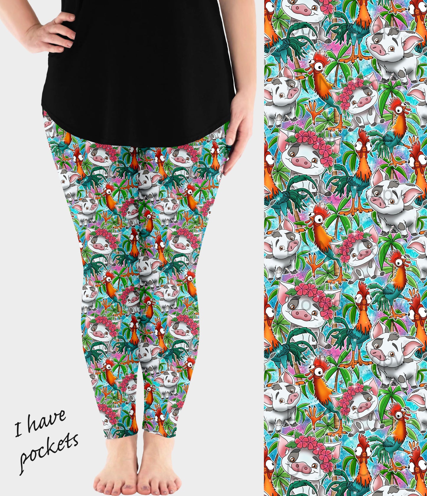 RTS - Chicken and Pig Leggings w/ Pockets