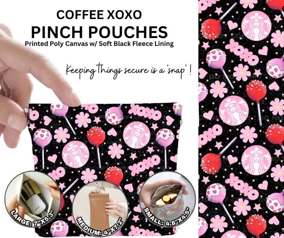 Preorder! Closes 12/5. ETA Feb. Coffee XOXO Pinch Pouches in 3 Sizes