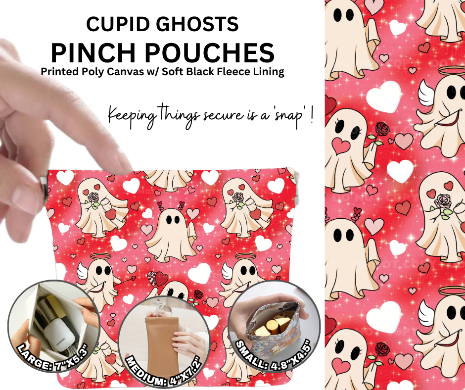 Preorder! Closes 12/5. ETA Feb. Cupid Ghosts Pinch Pouches in 3 Sizes