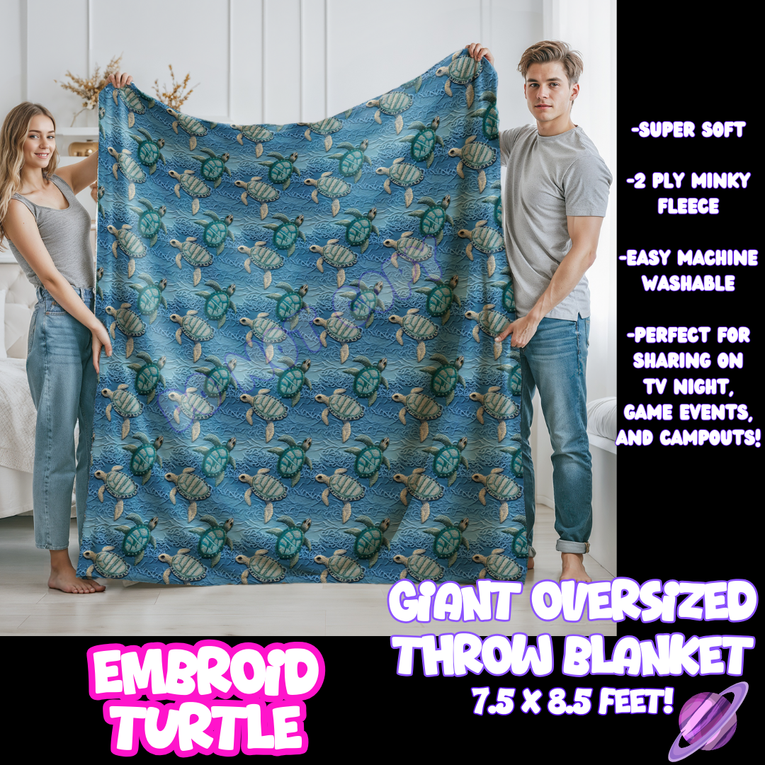 EMBROID TURTLE- GIANT SHAREABLE THROW BLANKETS ROUND 10-PREORDER CLOSING 12/2