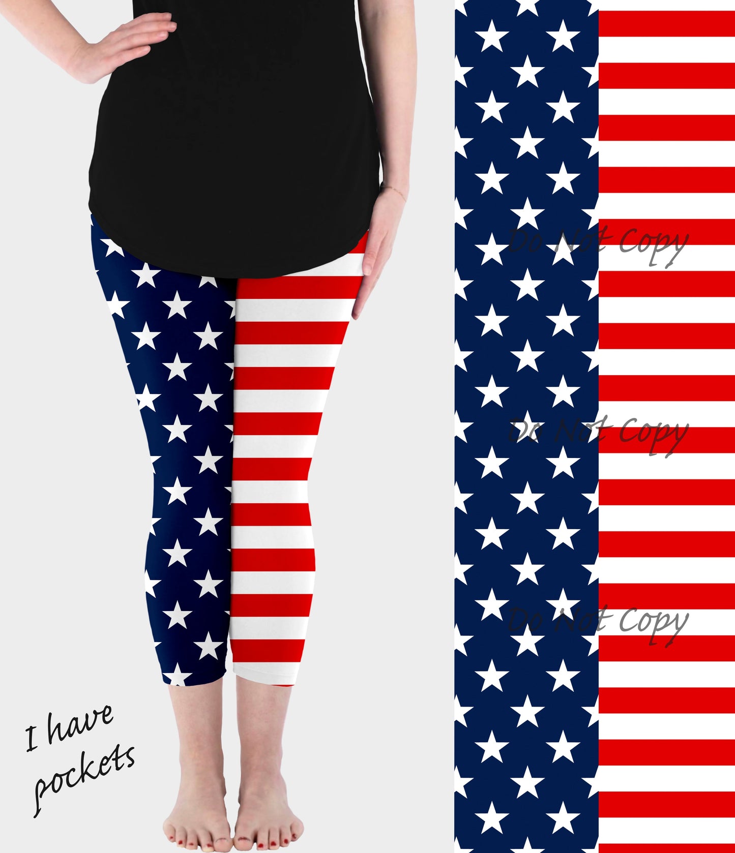 RTS - Flag Capri Leggings w/ Pockets