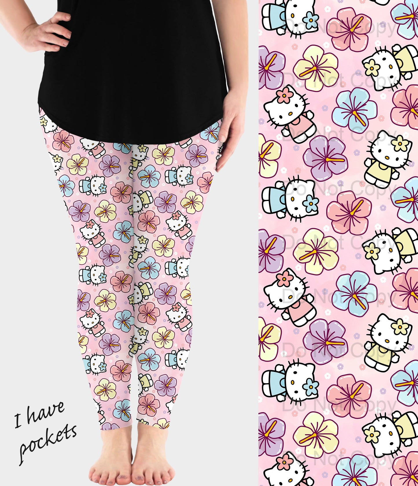 RTS - Flower Kitten Leggings w/ Pockets