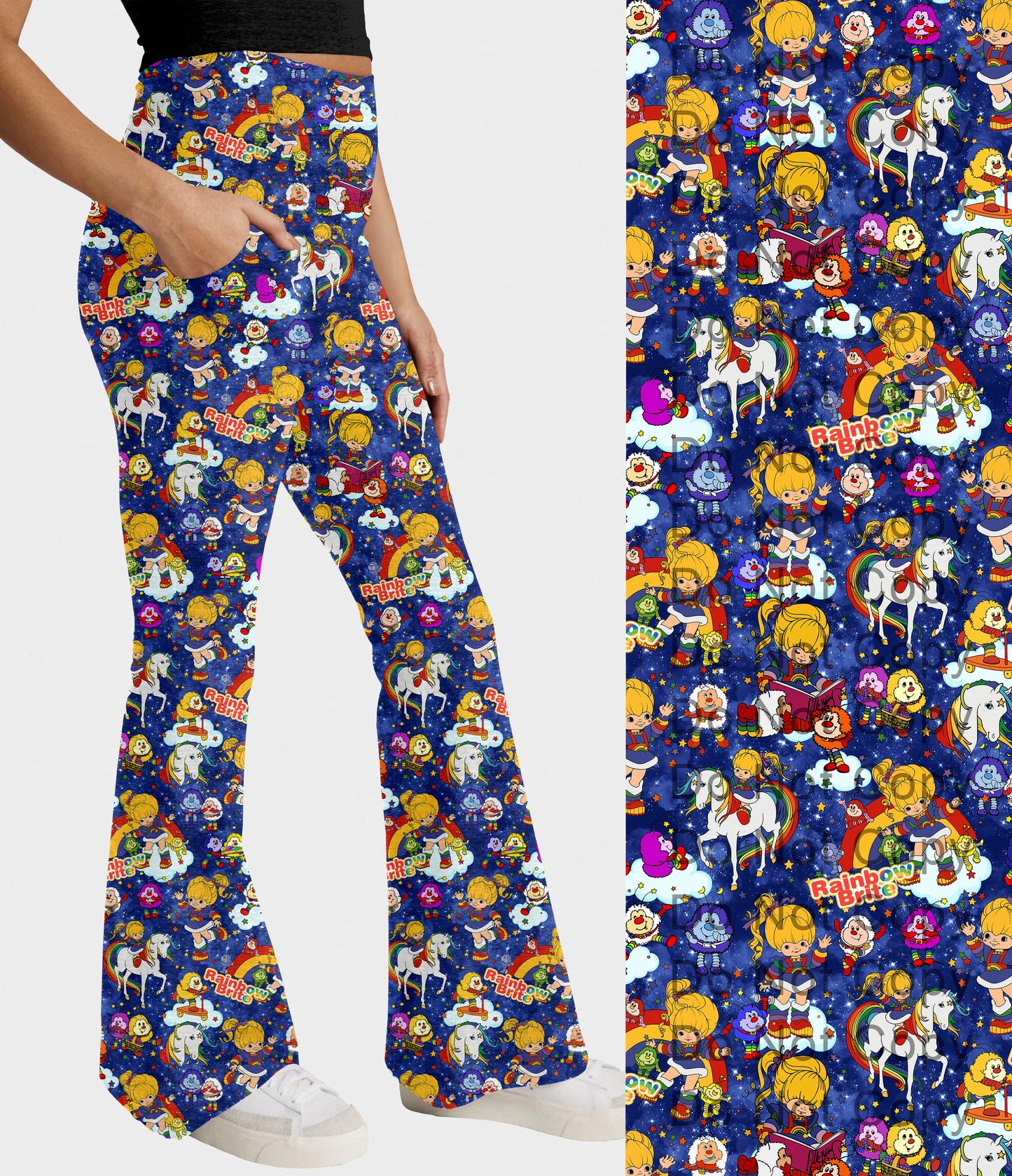 RTS - Rainbow in Clouds Flare Leggings w/ Pockets