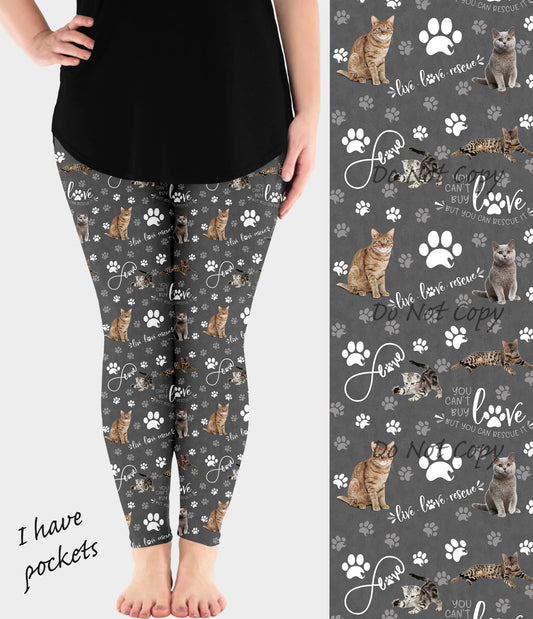 RTS - Rescue Cats Leggings w/ Pockets